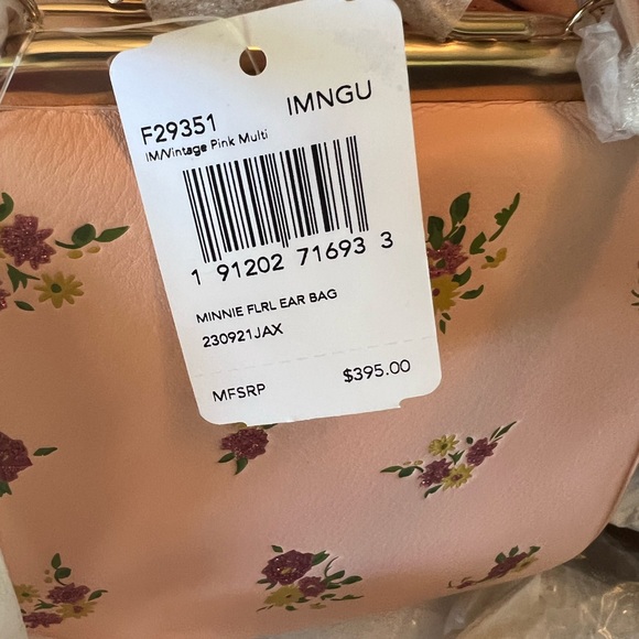 Coach x Disney Kisslock Bag with Floral Mix Print. Minnie Mouse Ears F29351 New - Picture 12 of 13